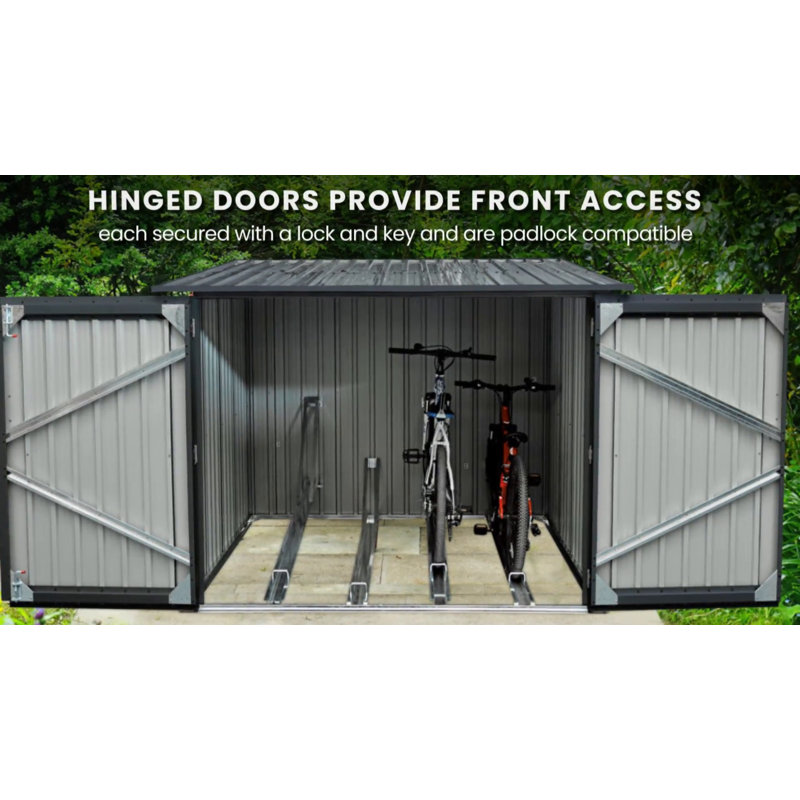 Dark Gray Galvanized Steel 6' x 8' Outdoor Storage Shed