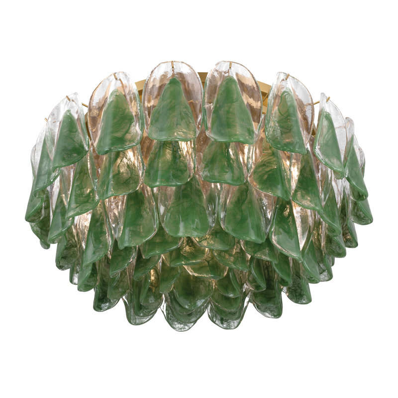 Plafonnier encastré 11,25 po Verla Crest, 11 lumières, Transparent / vert, H 14,5 po x l 31,25 po x P 31,25 po