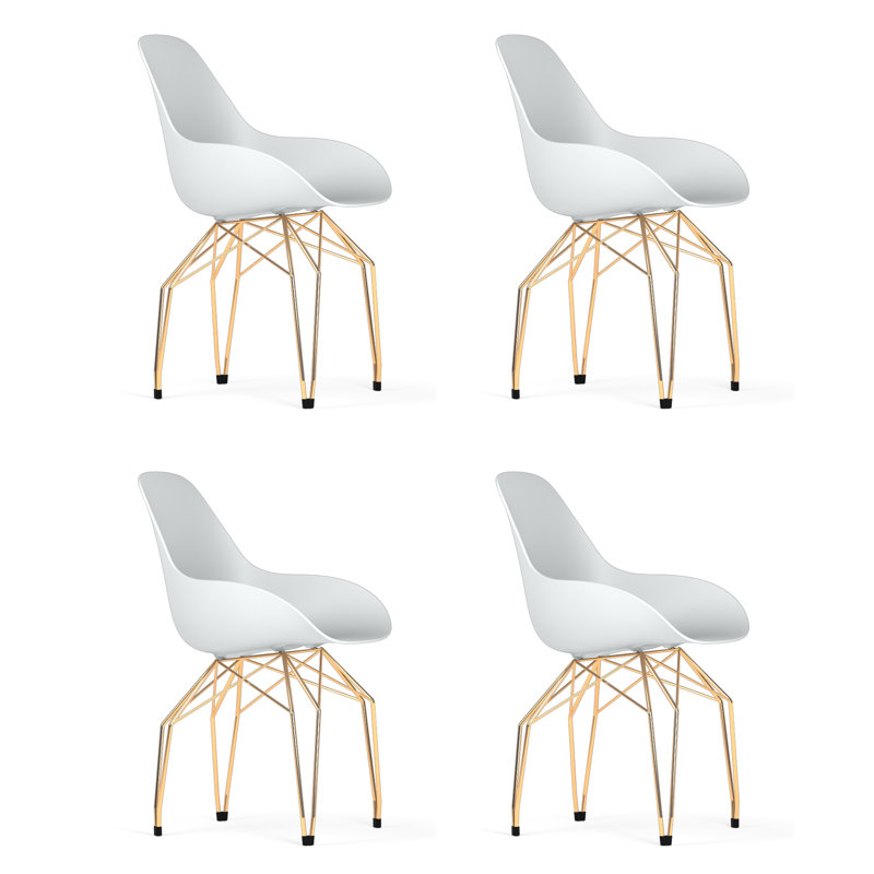 Chaises en diamant (ensemble de 4), Blanc, Doré