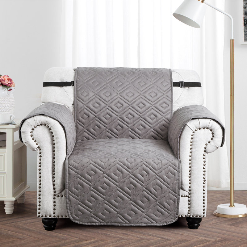 Microfiber / Microsuede Box Cushion Sofa Slipcover, Light Grey/Dark Grey
