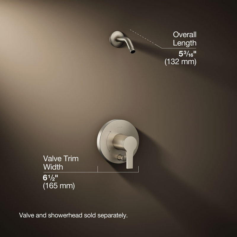 Ensemble de garniture de douche Elite Rite-Temp avec inverseur à bouton-poussoir, sans pomme de douche, Nickel brossé