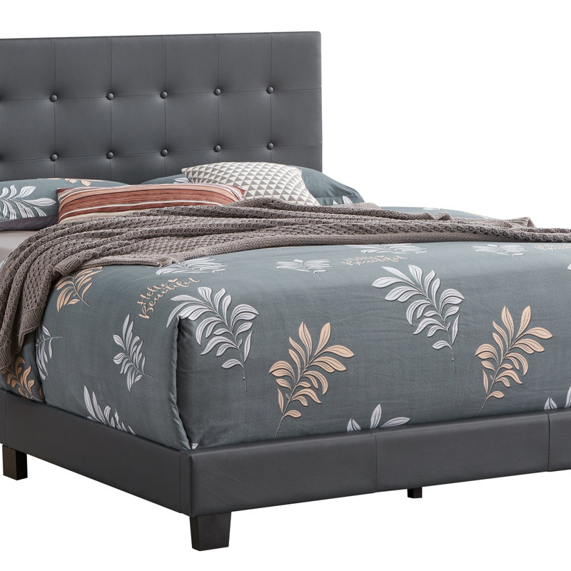 Élégant lit double contemporain gris foncé