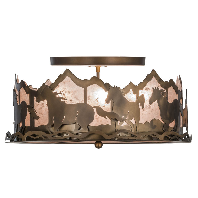 Rustic Lodge 4 - Light Semi Flush Mount
