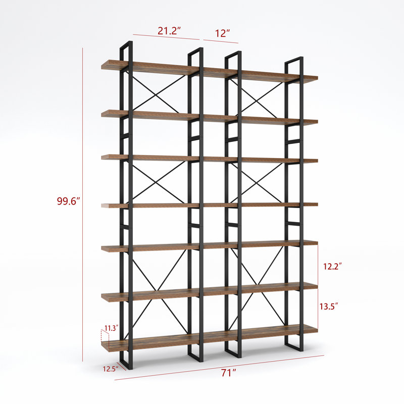 Lotus Large Room Division and Library Bookshelves, (7 Shelves) 99.6" H x 71" W x 12.5" D./Oak