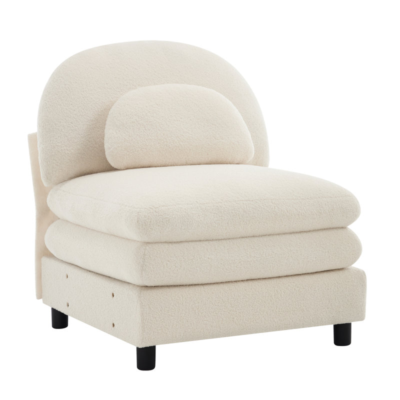 Canapé courbé sans accoudoirs avec oreiller Vitoria - blanc beige, Blanc beige