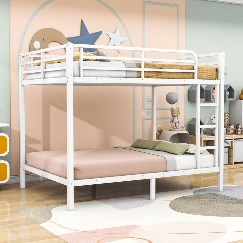 Metal Bunk Bed With Slats, Full, White