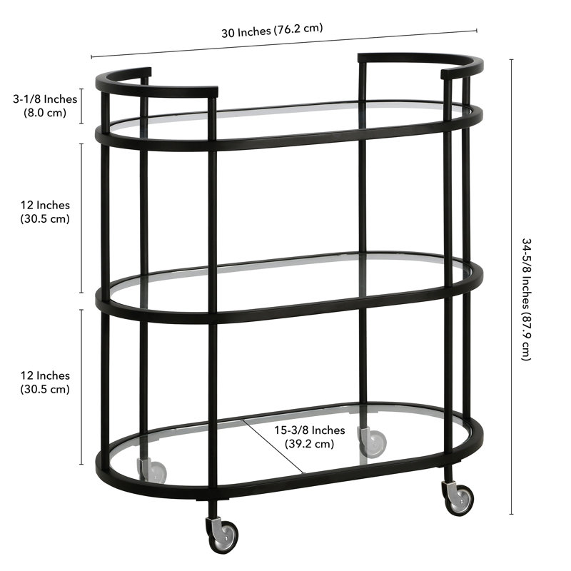Metal Bar Cart, Blackened Bronze