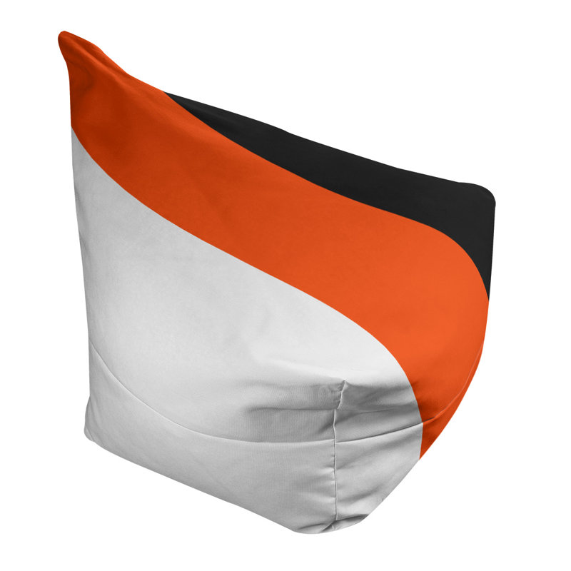 Bean Bag Cover, 42" H x 38" W x 2" D, White/Orange/Black