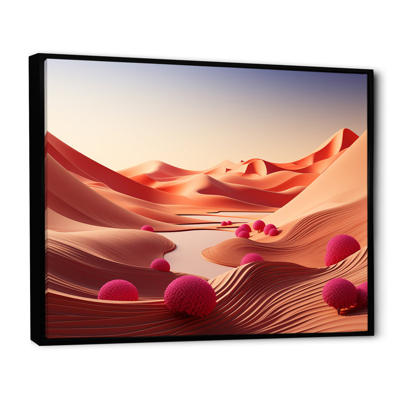 Horizon aride sur la planète Mars - désert, art mural, Cadre flottant noir, H 34 po x l 44 po x P 1,5 po