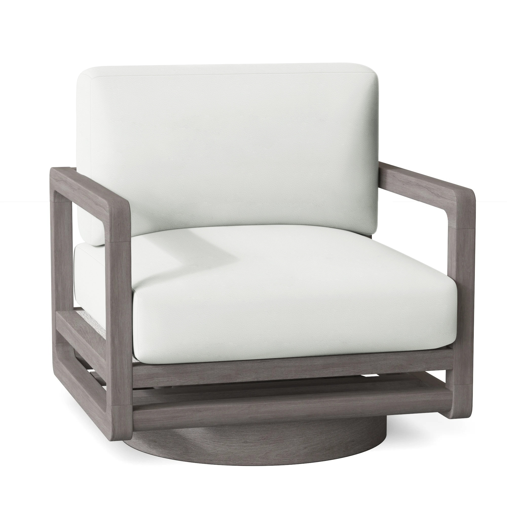 Tanah Teak Swivel Patio Chair with Cushions, White Vinyl 6503-000