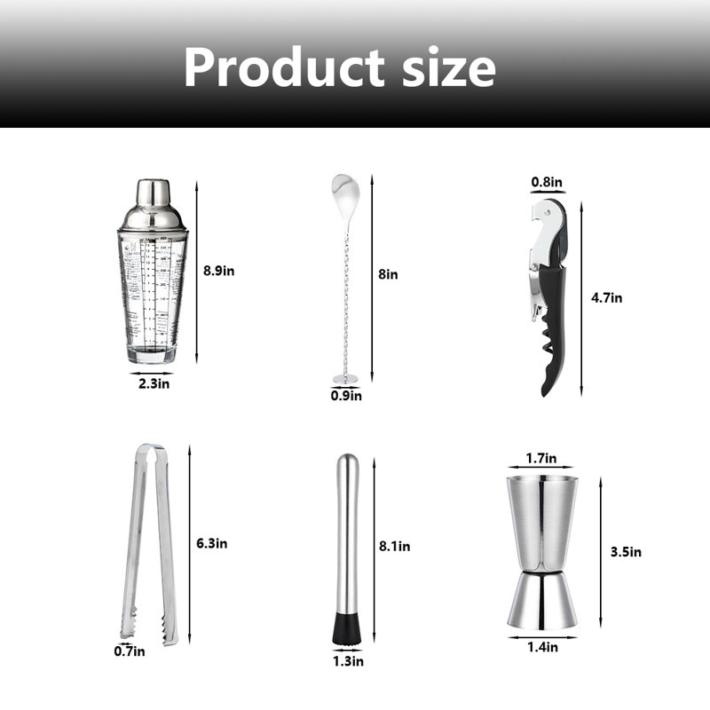 Ensemble d'outils de bar en acier inoxydable Dessouses