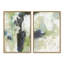 «Feuilles de la jungle bleue sur des vagues de couleur rose et verte», 2 pièces-98554502-98554499