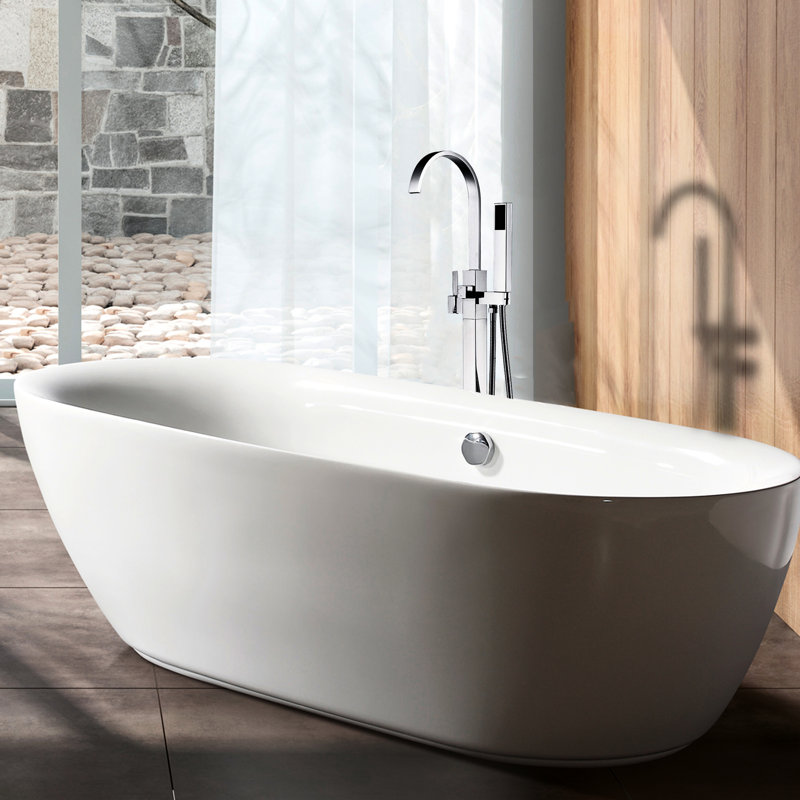 Robinet de baignoire autoportant avec douche à main - Métal, jet complet pour finition de bain élégante, couverture solide et salle de bain
