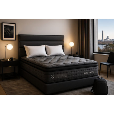 Matelas King 14 pouces en mousse mémoire avec poches et housse douce de 380 g/m², gris + matelas encadré