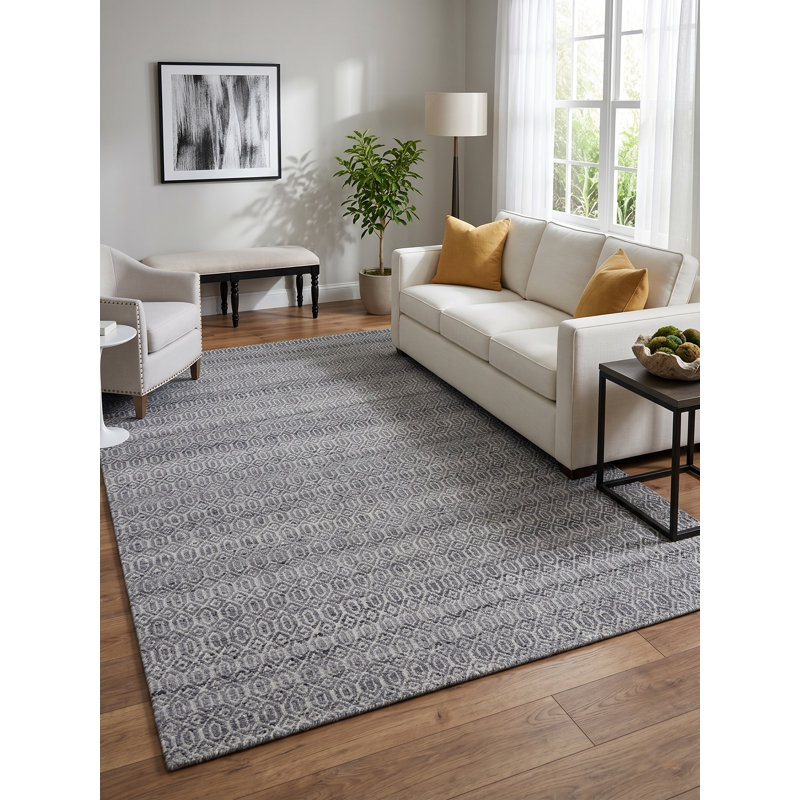 Mantra Geometric Area Rug in Dark Gray, Rectangle 5' x 8'