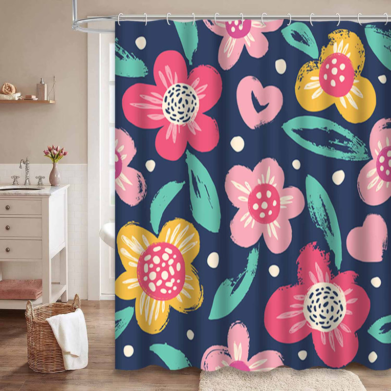 Rideau de douche sans couture avec 12 crochets, L 72 po x l 84 po