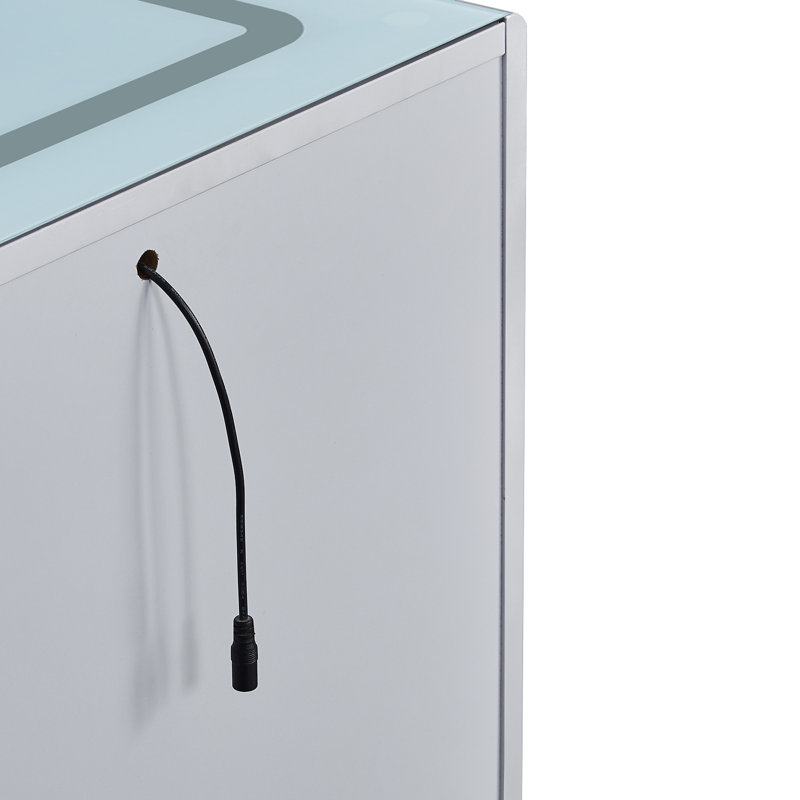 Anabela 50cm W Manufactured Wood Bedside Table, White, Light Blue
