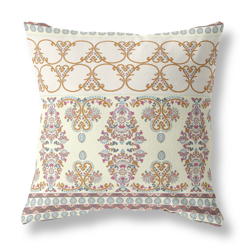 Housse et insert de coussin carré Stevensville, 18 po x 18 po, Blanc cassé / Orange