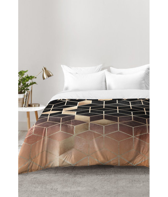 Ensemble d'édredon Elisabeth Fredriksson Nai Ombre Cubes, Édredon pour lit simple TG + 1 taie décorative