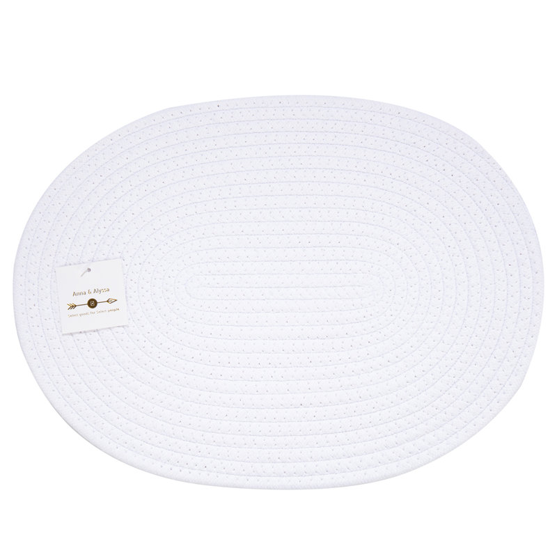 Napperons ovales en coton, Blanc pur