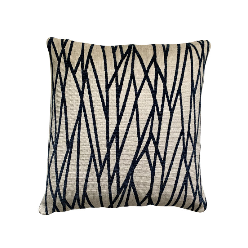 Reversible Throw Pillow, Navy Blue/Tan, 22" H x 22" W x 4" D
