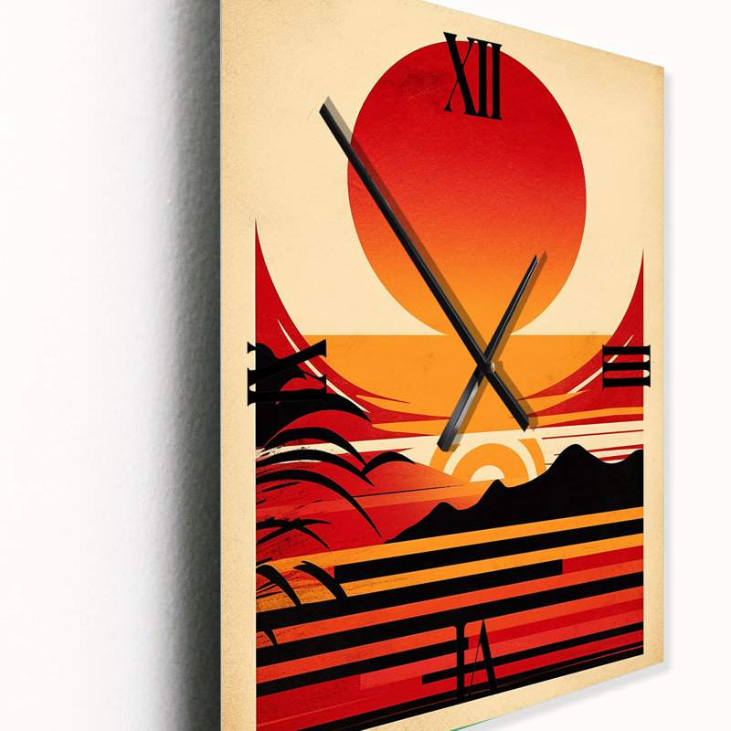 Horloge murale Red Bold Sunset I - Coastal Sunset, Très grand