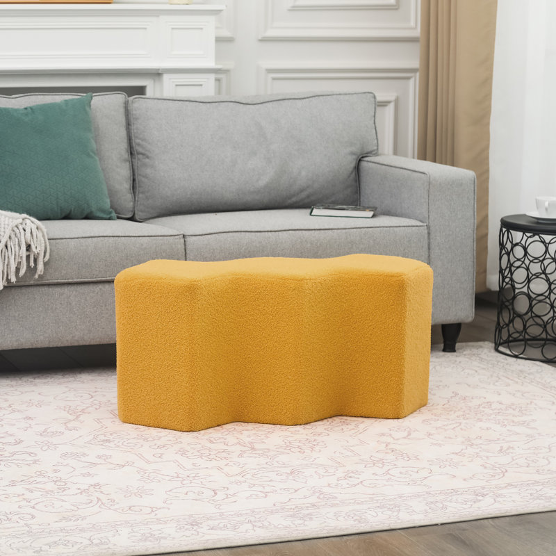 Sahithi Upholstered Ottoman, Yellow