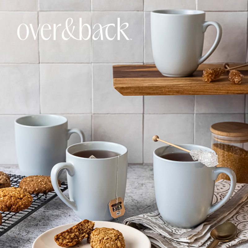 over&back Coupe Semi-Matte Hand-Finished Stoneware Mugs, Blue