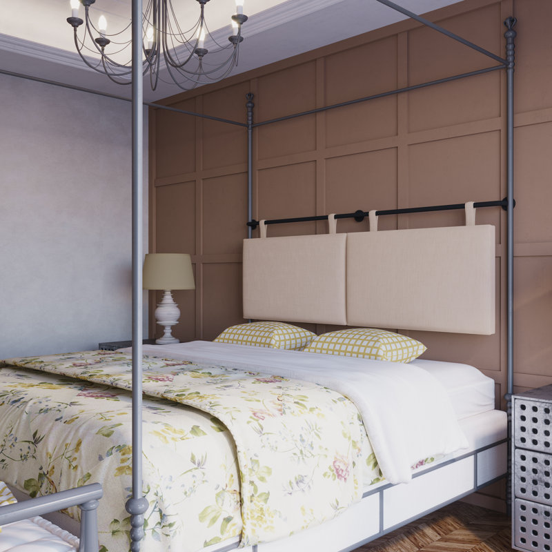 Tête de lit tapissier à panneau 100% lin, Double/grand, Beige