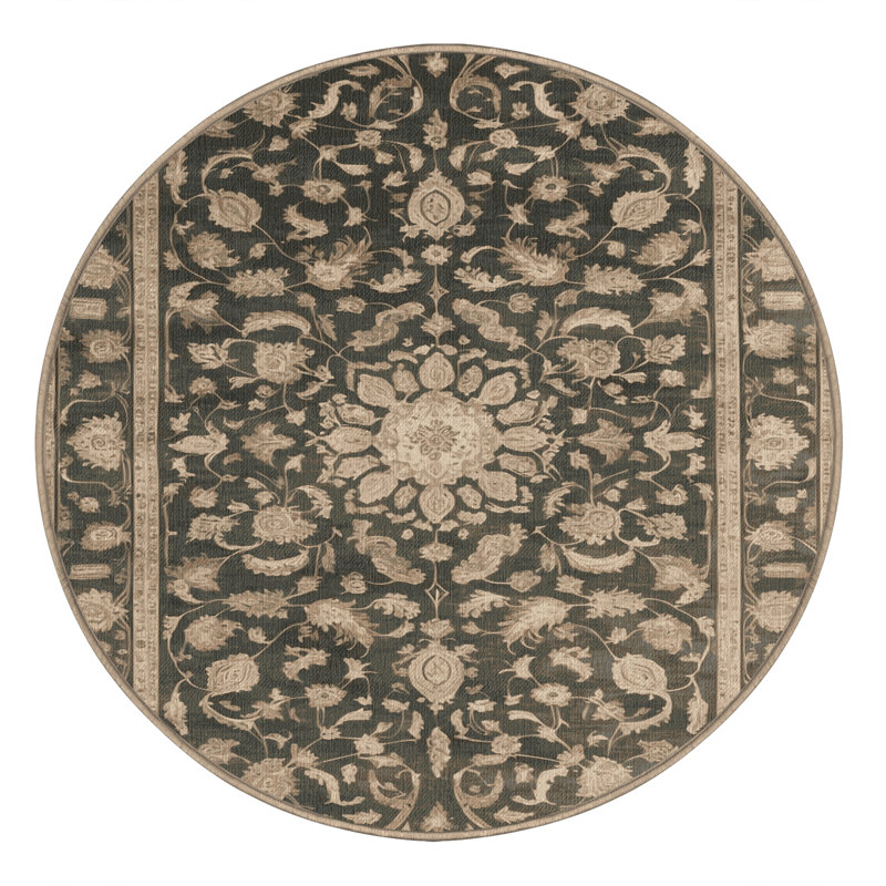 Tapis brun lavable à la machine, Rond 4 pi
