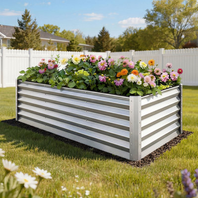 Galvanized Raised Garden Bed With Gloves