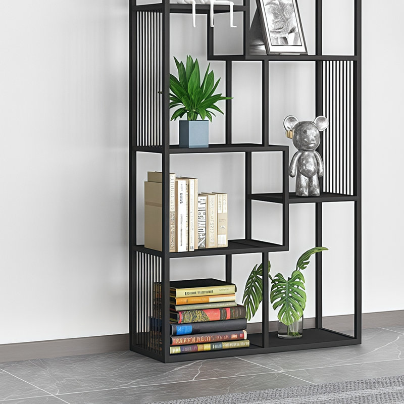 Une bibliothèque au design minimaliste, (7 tablettes) H 78,7 po x l 31,4 po x P 11,8 po, Noir
