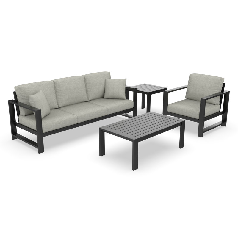 Dulcie 4-Person Seating Set With Sunbrella® Cushions, Canvas Granite Sunbrella® Canvas