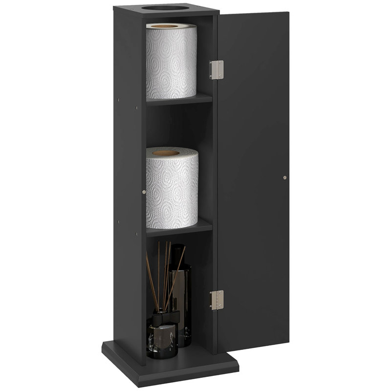 Toilet Paper Cabinet, Small Bathroom Corner Floor Cabinet With Doors And Shelves, Thin Storage Bathroom Organizer For Paper Shampoo