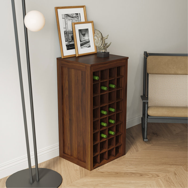 Armoire 32 bouteilles en noyer brun - Buffet modulaire pour votre maison avec fentes