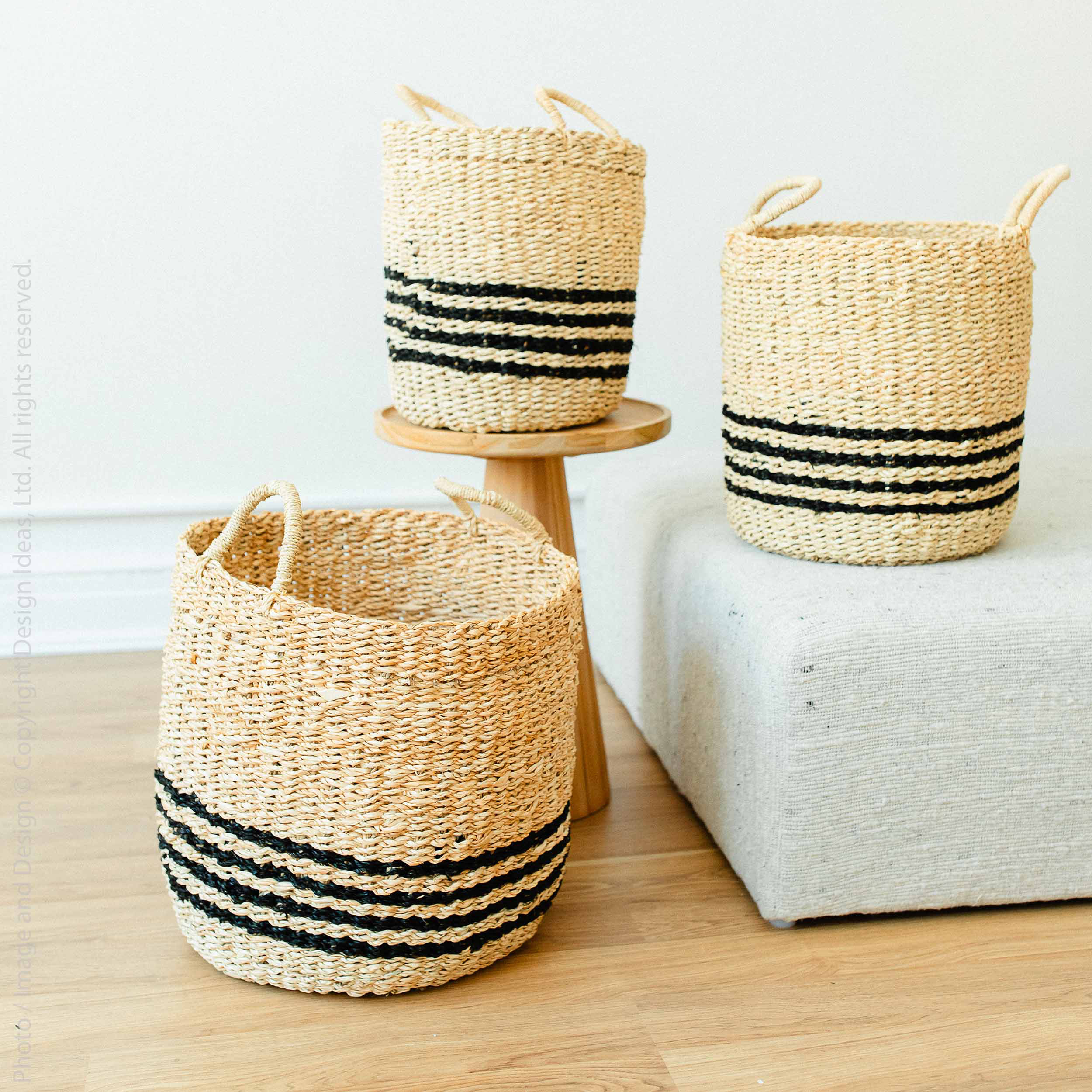 3pcs Woven Shelf Baskets Set for Storage Organizing Decor handmade Cloth