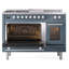 ILVE Professional Plus II 48 cuisinière à double combustible, 5 brûleurs scellés, plaque chauffante (bleu gris)-98168227-98168228