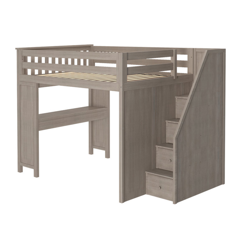 Lennon Kids Full Loft Bed with Drawers, Stone