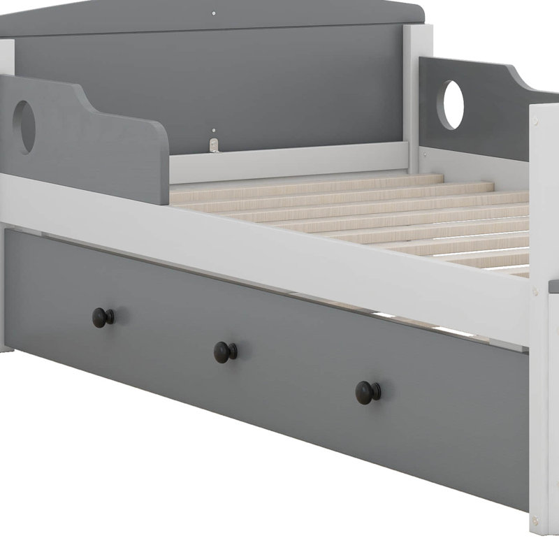 Lit plateforme simple en forme de bateau Ayanle, gris