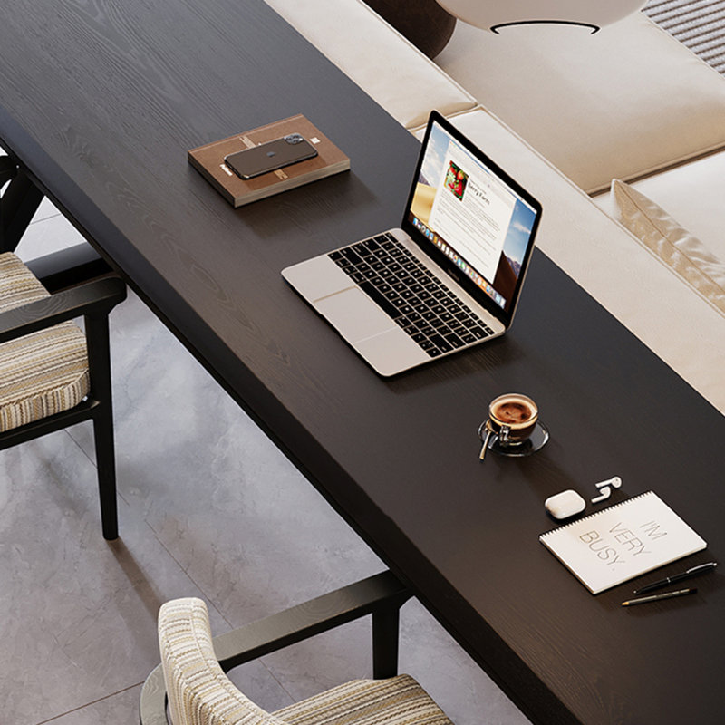 Bureau rectangulaire en bois massif noir, H 29,53 po x l 62,99 po x P 23,62 po