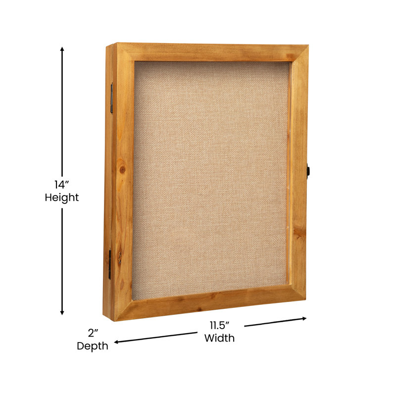 Mallick 14'' H x 11.5'' W Solid Pine Shadow Display Case with Linen Liner, Brown Wood