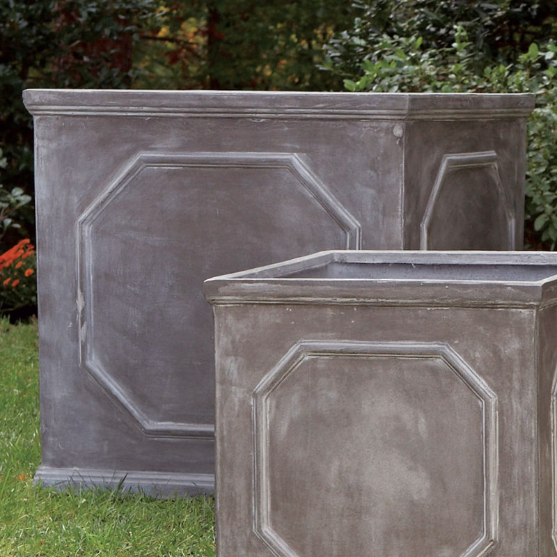 Coterie Vivero Fibreclay Chelsea Planter Box 25.5 in. in Faux Lead, Faux Lead, 25.25'' H x 25.25'' W x 25.25'' D