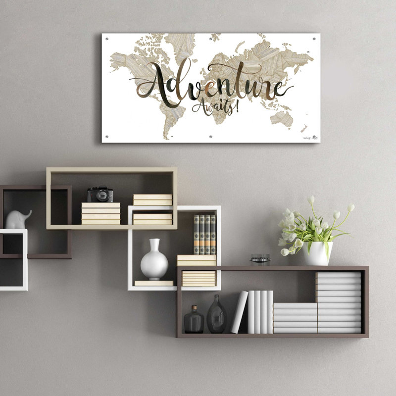 «Adventure Awaits» par Cindy Jacobs, art mural en verre acrylique, H 24 po x l 48 po x P 0,2 po