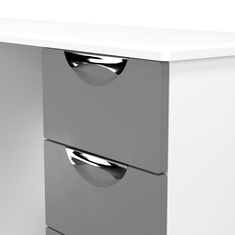 Bhodhini 6 Drawer Kneehole Desk (Ready Assembled), Dusk Grey/White