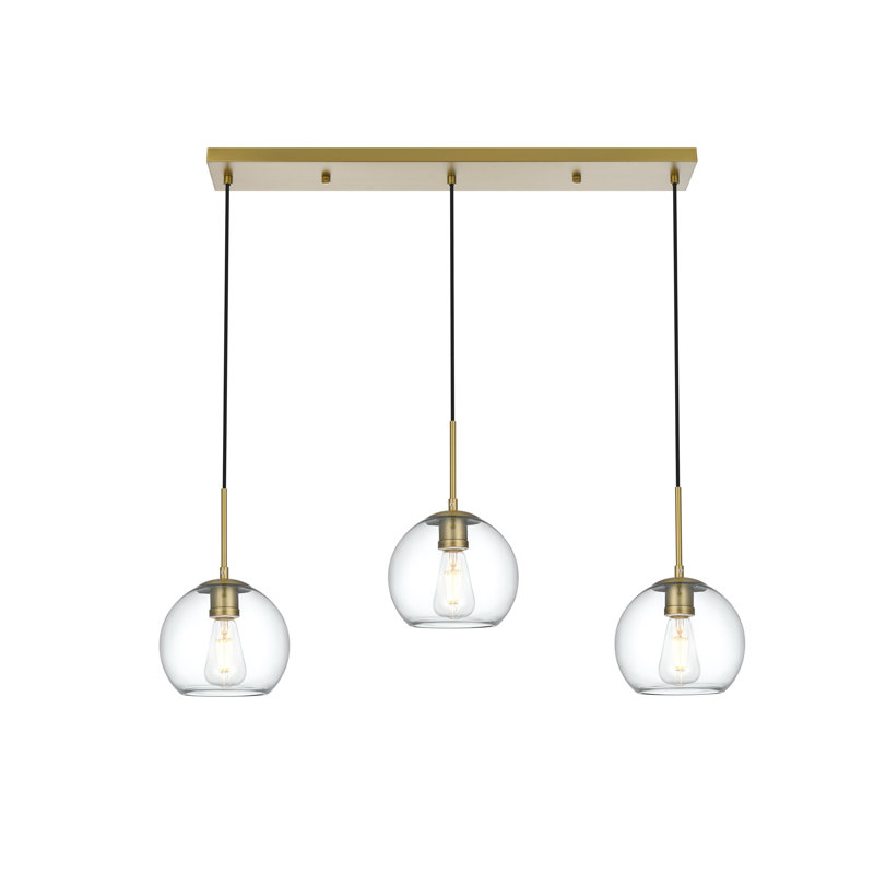 Snead 3-Light Globe Kitchen Island Pendant, Clear, Gold