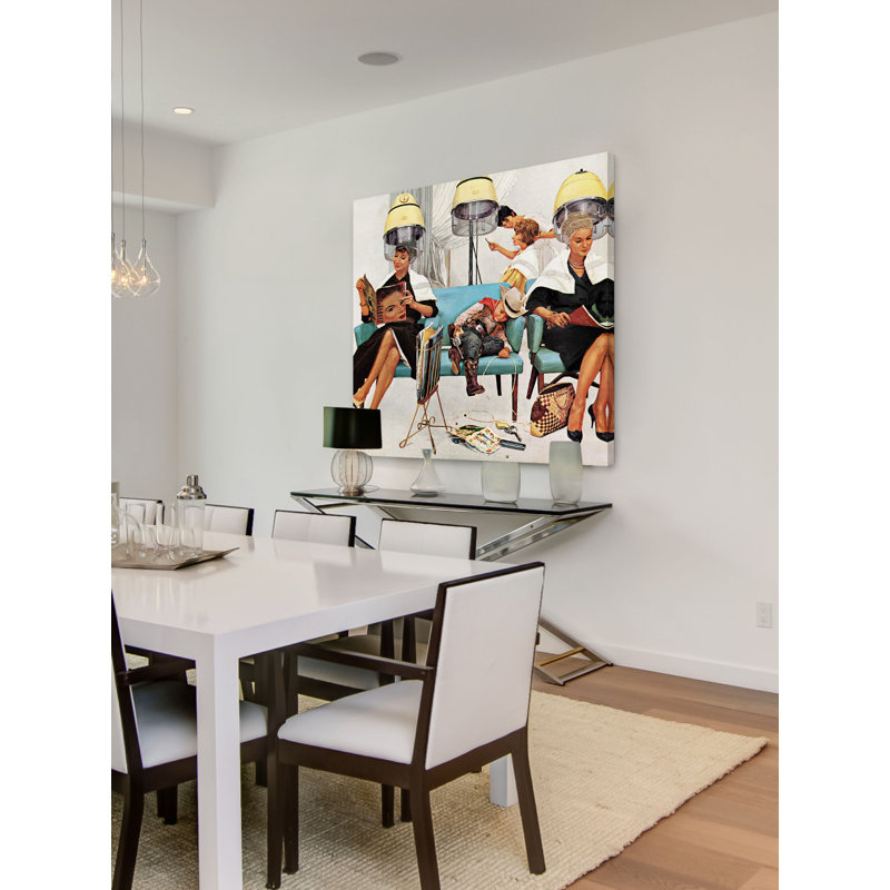 Cowboy Asleep In Beauty Salon - Wrapped Canvas Painting, 46 cm H x 46 cm W