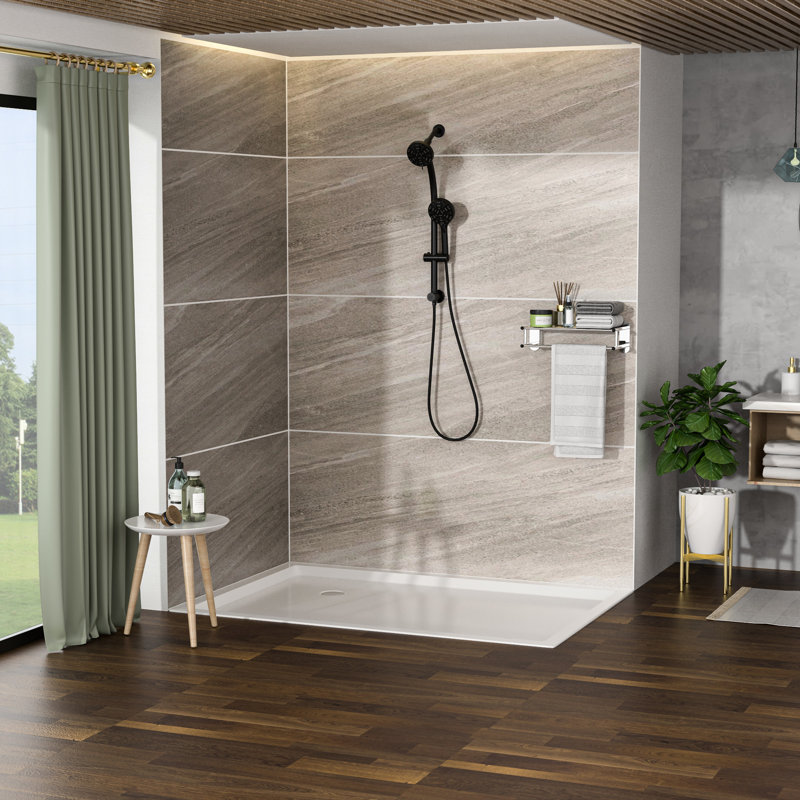 Dual Shower Head With 8 Spray Settings, Matte Black, Stainless Steel Hose & Adjustable Holder 4.7" Rain Showerhead And 8 Hand Shower, Slide Bar Group