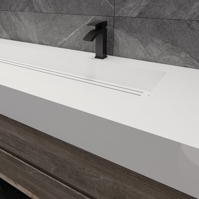 Albizu 84" Wall-Mounted Double Bathroom Vanity, Gray