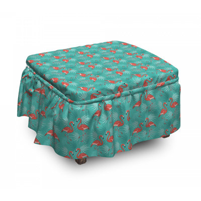 Housse pour repose-pieds de feuillage exotique oiseaux