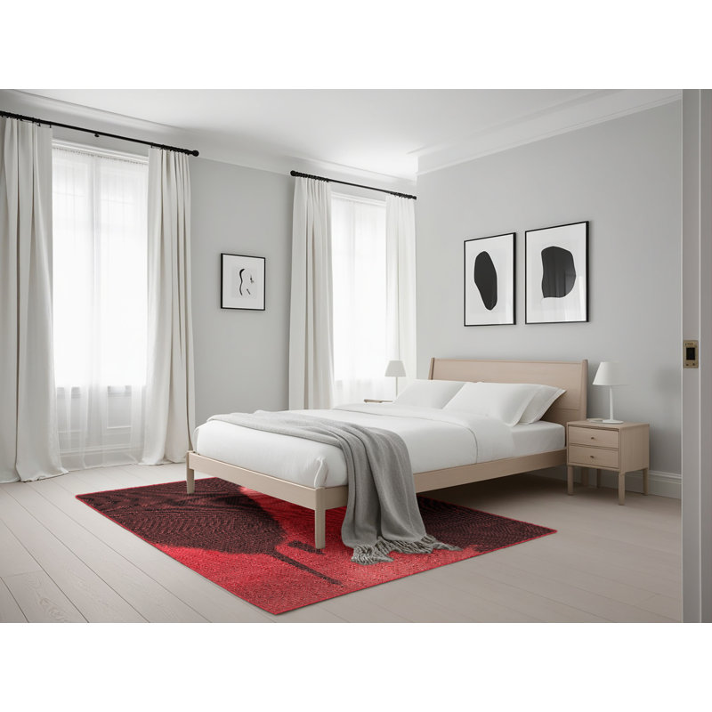 Tapis rouge en laine, Rectangle 5 pi x 7 pi